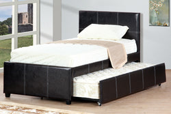 MODERN SLATED ESPRESSO TWIN/FULL BED WITH TRUNDLE (V)