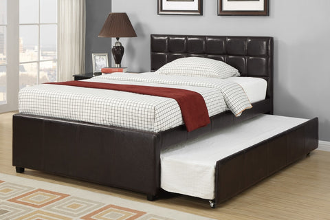 TWIN/FULL BED WITH TRUNDLE IN ESPRESSO LEATHER FINISH (V)