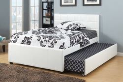 TWIN/FULL BED WITH TRUNDLE UPHOLSTERED IN WHITE CREAM (V)