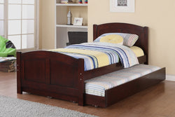 TWIN BED WITH TRUNDLE IN DARK CHERRY WOOD FINISH (V)