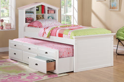 WHITE HOUSE SHAPE DESIGN TWIN BED WITH TRUNDLE (V)