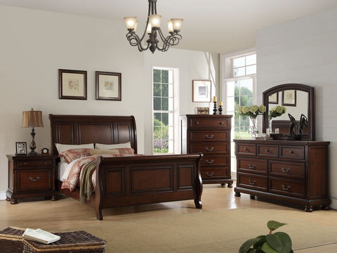 GEORGE SLEIGH BEDROOM SET IN CHERRY WOOD FINISH (V)