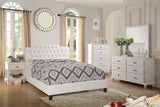 QUEEN/KING BED WHITE FAUX LEATHER (V)