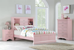 Cindice Light Pink Wood Twin Bookcase Bed.