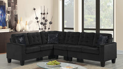 MAGIC BLACK VELVET SECTIONAL SET