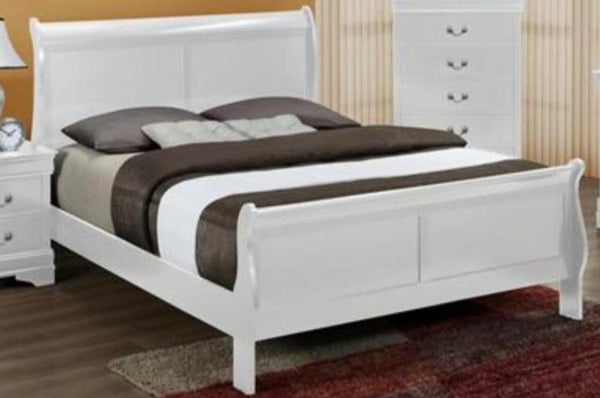 LP SLEIGH BED WITH MATTRESS AND BOXSPRING IN WHITE (mattress 5years warranty)