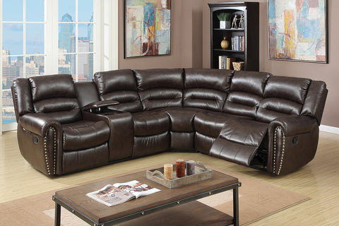 RECLINING SECTIONAL SET IN DARK BROWN