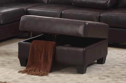 Leather Storage Ottoman in Brown Color