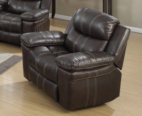 Air Leather Rock Recliner Chair In Brown