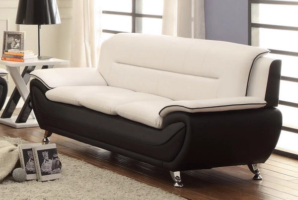 BONDED LEATHER SOFA IN WHITE AND BLACK