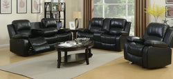 AIR LEATHER RECLINER SOFA SET IN BLACK ( INCLUDE CUPHOLDER )