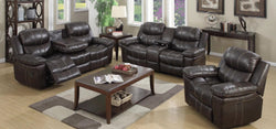 AIR LEATHER RECLINER SOFA SET IN BROWN (CUPHOLD WITH STORAGE)