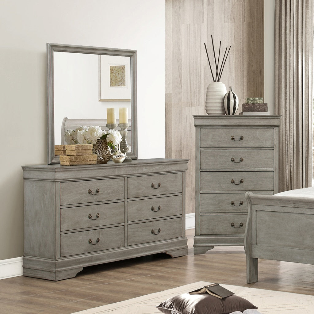 LOUIS PHILLIP 6-D DRESSER IN GREY (V)