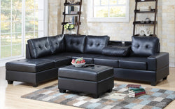 BONDED LEATHER SECTIONAL WITH STORAGE OTTOMAN