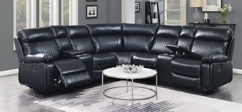 AIR LEATHER RECLINER SECTIONAL SOFA IN GREY