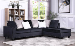 Cindy  Black Reversible Sectional Sofa Set