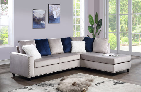 CINDY SLIVER  REVERSIBLE SECTIONAL SOFA SET IN GREY