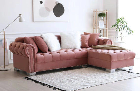 Royal Pink Color Sectional Sofa Set