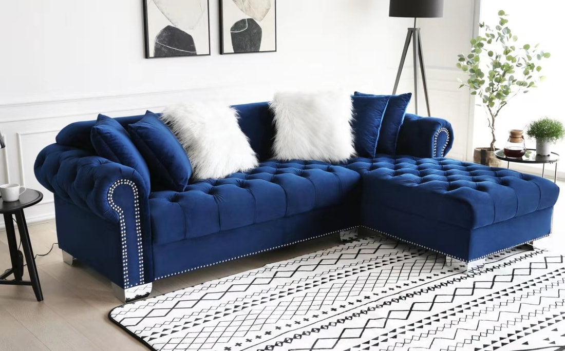 Royal Blue Color Sectional Sofa Set - Main Image
