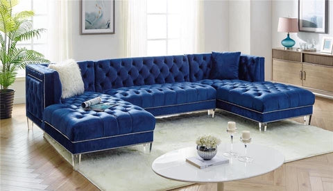 Prada Blue Color Sectional with FREE Pillow