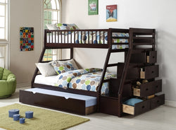 Twin over Full Staircase Bunk Bed with Trundle (V)