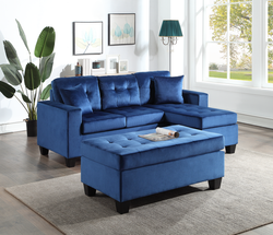 NAOMI SECTIONAL SOFA WITH OTTOMAN  IN BLUE