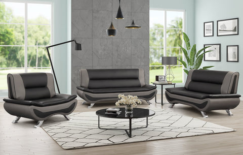 Tyler Sofa Set In Black and Grey